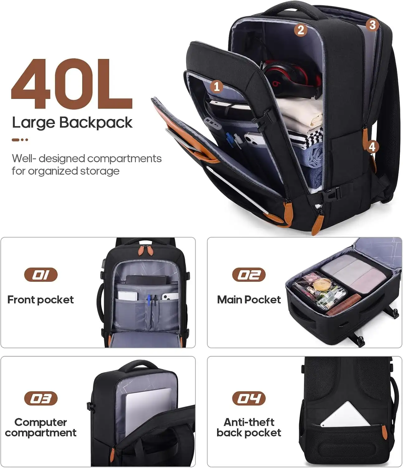 UKEIN Luggage Sets 3 Piece, Carry On Luggage 20 Inch With Spinner Wheels - 71S8GDumcQL._AC_SL1500_